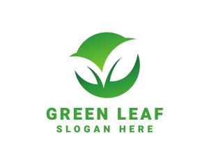 Green Two Leaf logo design