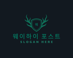 Shield Antlers Stag Crest  logo design