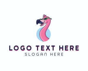Hat - Sunglasses Flamingo Bird logo design