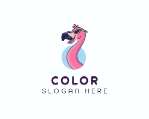 Tropical - Sunglasses Flamingo Bird logo design