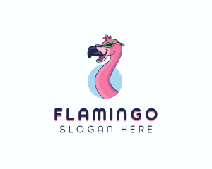 Sunglasses Flamingo Bird logo design