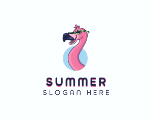 Sunglasses Flamingo Bird logo design