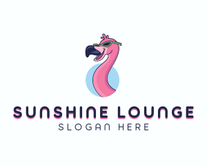 Sunbathing - Sunglasses Flamingo Bird logo design