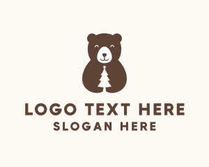 Grizzly - Bear Christmas Tree logo design