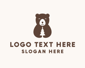 Brown - Bear Christmas Tree logo design