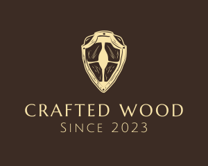 Wooden Medieval Shield logo design