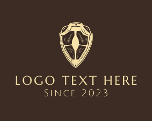 Protect - Wooden Medieval Shield logo design