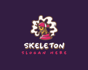 Skeleton Vape Smoking logo design