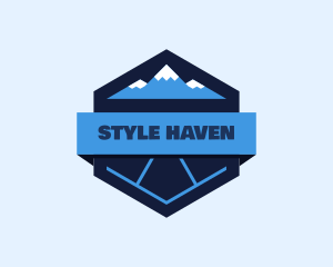 Skiing - Snow Moutain Badge logo design