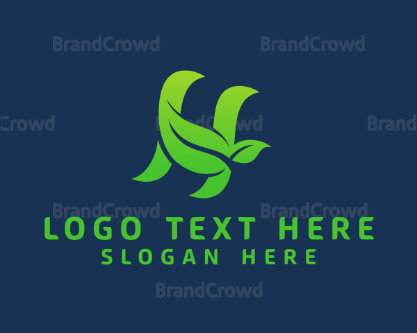 Green Leaf Letter H Logo