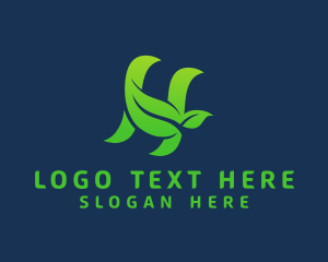 Green Leaf Letter H Logo