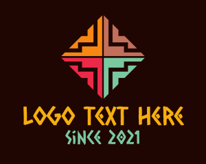 Textile Pattern - Colorful Tribal Diamond logo design