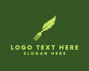 Dinner - Organic Fork Leaf logo design