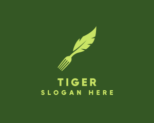 Vegetarian - Organic Fork Leaf logo design