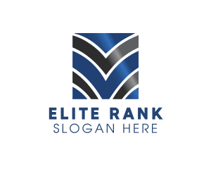 Rank - Metallic Gradient Business logo design