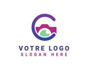 Vlogger - Purple Letter C Photography logo design