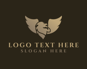 Mythical Creature - Golden Lion Wings logo design