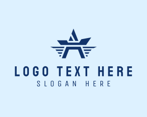 Blue Boat Letter A Logo