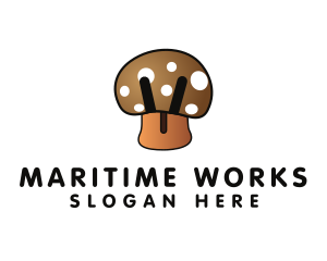 Brown Mushroom Fungus logo design