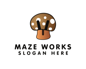 Brown Mushroom Fungus logo design