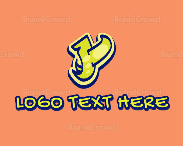 Funky Yellow Graffiti Letter Y Logo