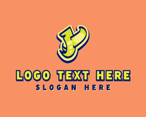Yellow - Funky Yellow Graffiti Letter Y logo design
