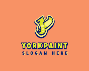 Funky Yellow Graffiti Letter Y logo design