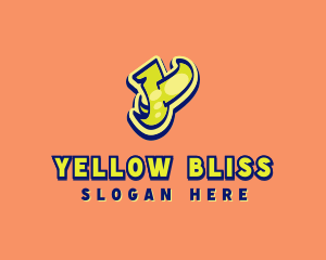 Funky Yellow Graffiti Letter Y logo design