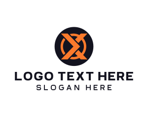 Negative Space - Tech Orange Letter X logo design