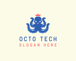 Kraken Octopus Crown logo design