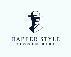 Dapper - Mustache Man Silhouette logo design