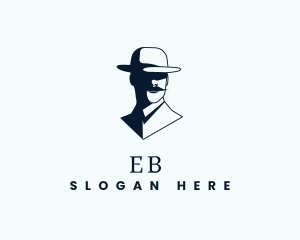 Photograher - Mustache Man Silhouette logo design