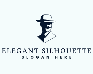 Mustache Man Silhouette logo design