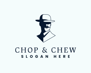 Hat - Mustache Man Silhouette logo design