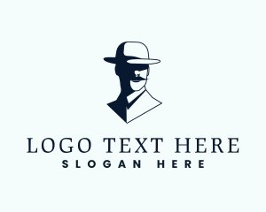 Detective - Mustache Man Silhouette logo design