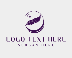 Feather - Sparkling Feather Quill logo design