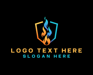 Flow - Heat Cool Flame Shield logo design