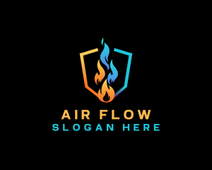 Heat Cool Flame Shield logo design