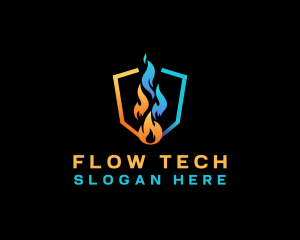 Heat Cool Flame Shield logo design