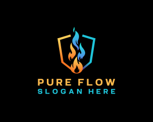 Heat Cool Flame Shield logo design