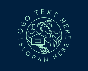Hut - Tropical Hut Resort Island logo design