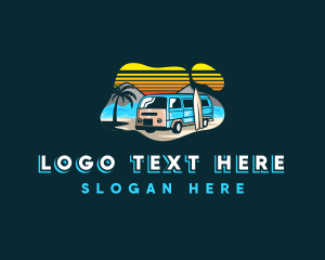 Beach - Travel Van Surfboard Getaway logo design