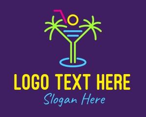 Tropical - Tropical Island Beach Cocktail logo design