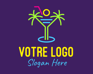 Tropical Island Beach Cocktail Logo