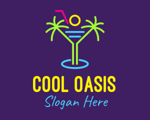 Refreshment - Tropical Island Beach Cocktail logo design