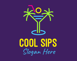 Refreshment - Tropical Island Beach Cocktail logo design