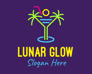 Tropical Island Beach Cocktail logo design