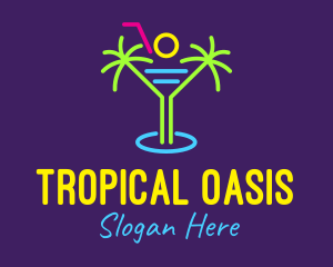 Tropical - Tropical Island Beach Cocktail logo design