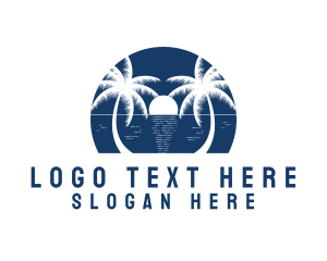 Sunset - Blue Ocean Beach logo design