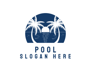 Palm Tree - Blue Ocean Beach logo design